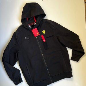 NWT - Puma x Ferrari Men’s Zip Up Black Hoodie, Size Large